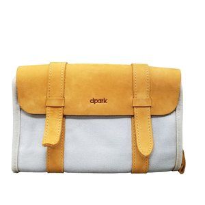 DPark Twofold Multifunctional Phone Digital Storage Bag Grey Canvas Tan Leather